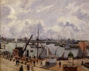 卡米耶毕沙罗 - The Inner Harbor, Le Havre, Morning Sun, Rising Tide